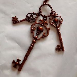 Necklace, Copper Keys, vintage look, 15 " chain,